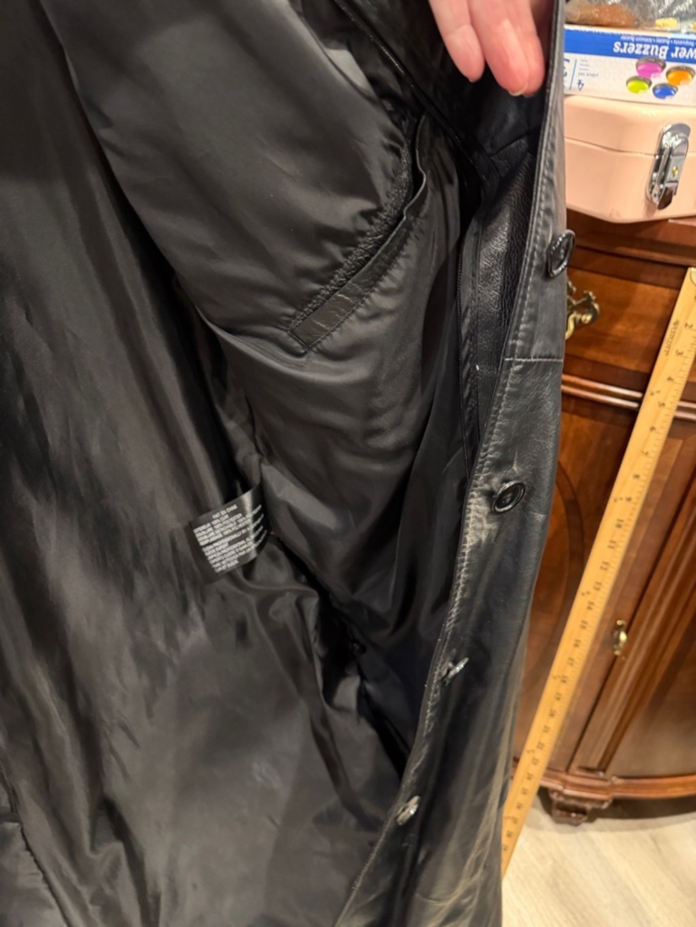 Long Black Leather Trench Coat - Picture 6 of 8